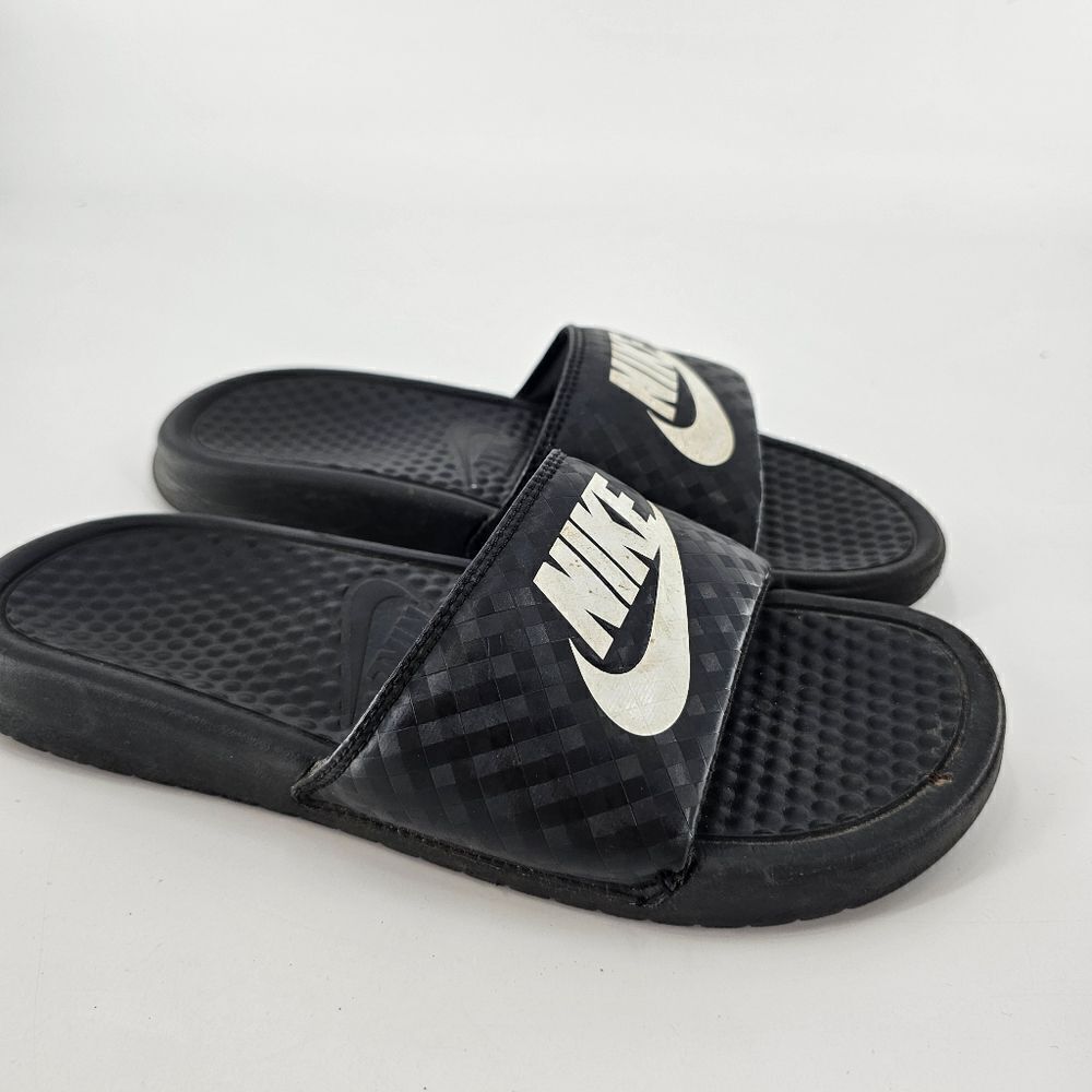 Nike 7 slides sandals slip on womens black gym workout - Picture 2 of 5